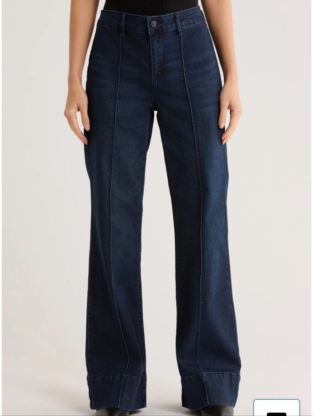 Seven7 Dark Blue Wide-Leg Jeans with Front Seams
